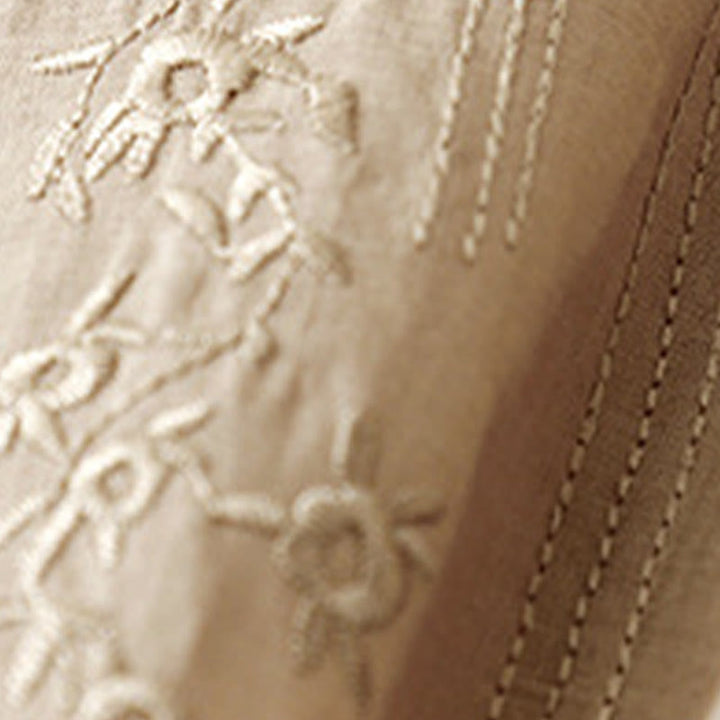 Chemise décontractée en coton et lin à manches mi-longues et col en V pour femme avec broderie de fleurs Buddha Stones - image 15