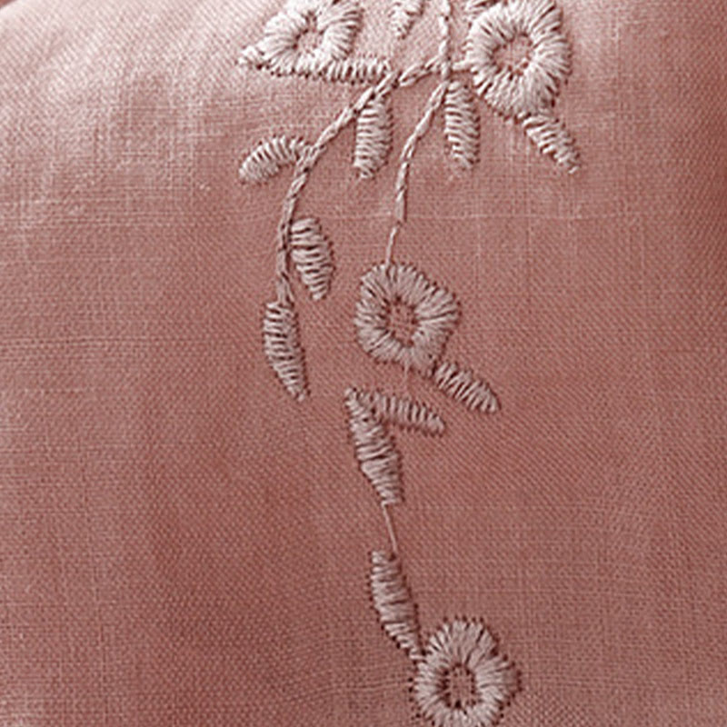 Chemise décontractée en coton et lin à manches mi-longues et col en V pour femme avec broderie de fleurs Buddha Stones