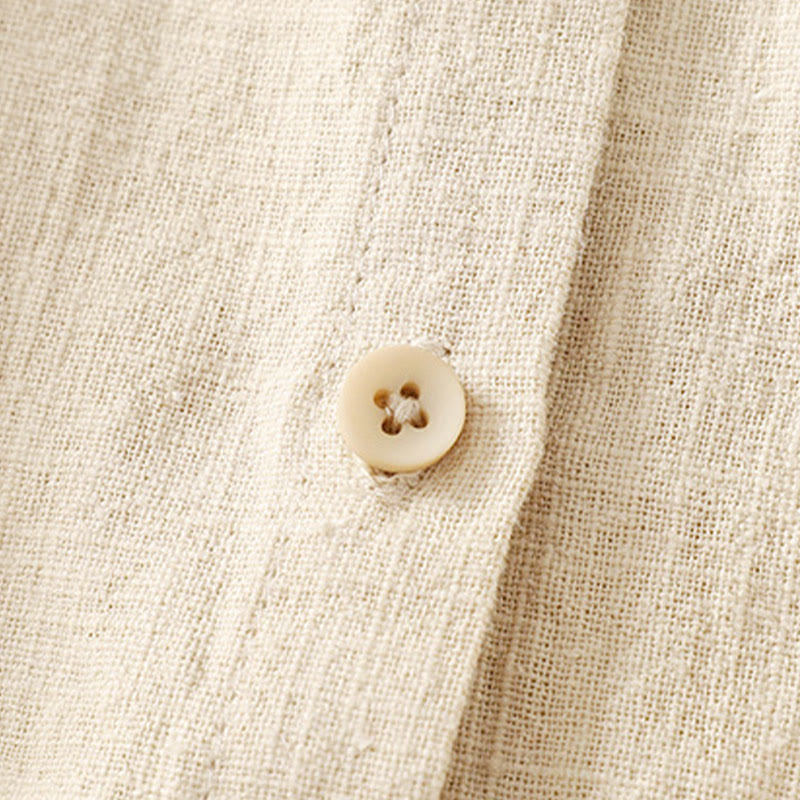 Chemise décontractée en coton et lin à manches longues et col montant pour femme Buddha Stones - image 9