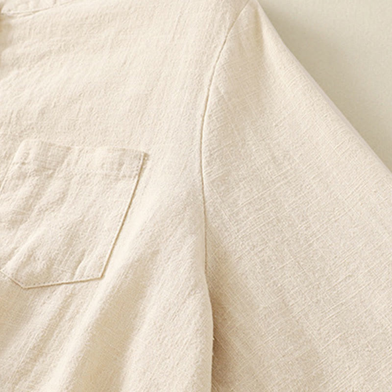 Chemise décontractée en coton et lin à manches longues et col montant pour femme Buddha Stones - image 10