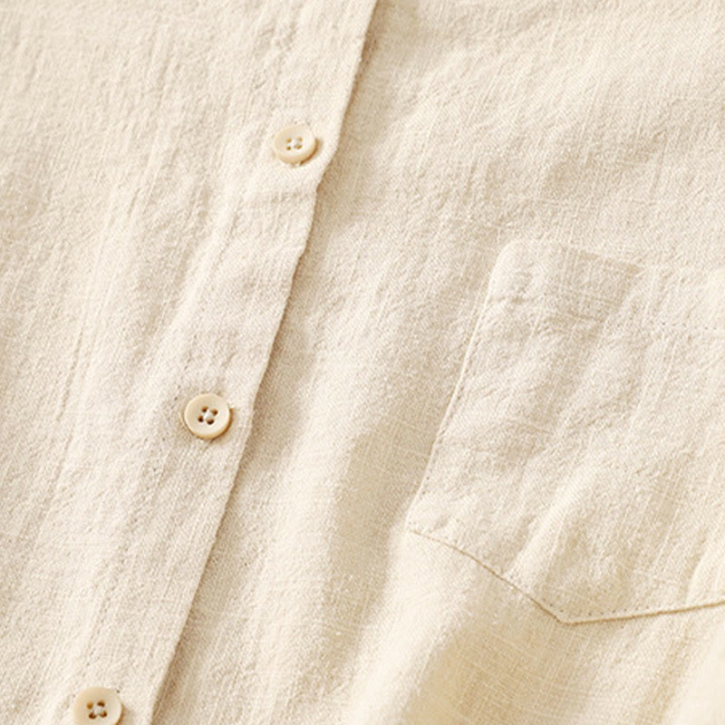 Chemise décontractée en coton et lin à manches longues et col montant pour femme Buddha Stones - image 8