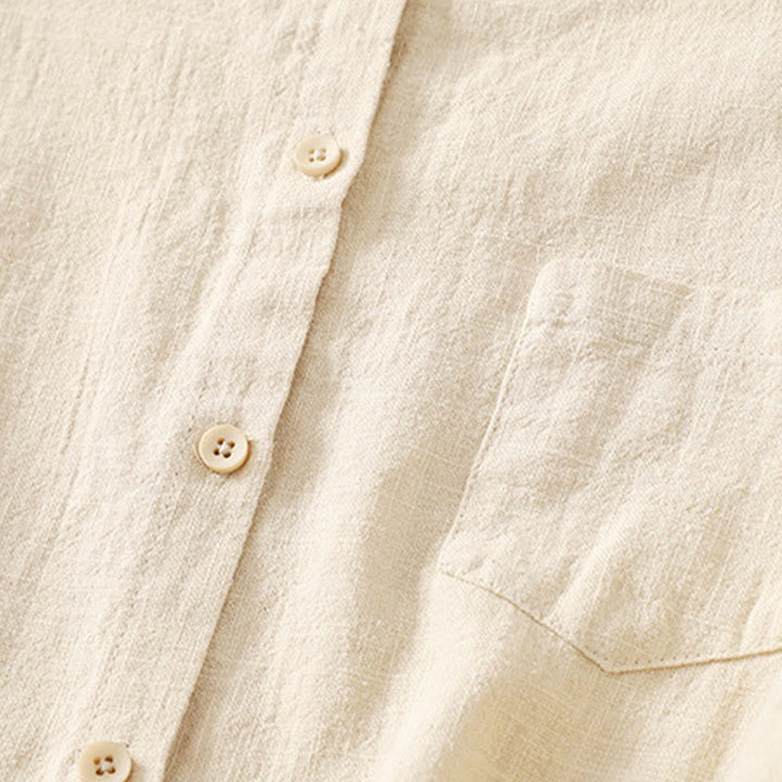 Chemise décontractée en coton et lin à manches longues et col montant pour femme Buddha Stones - image 8