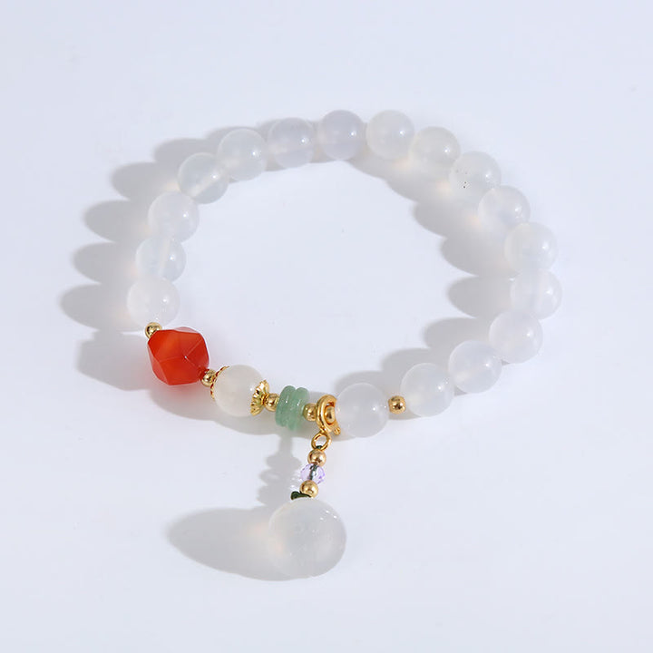 Bracelet porte-bonheur en agate blanche et agate rouge avec Buddha Stones