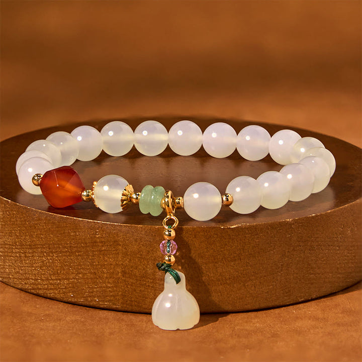 Bracelet porte-bonheur en agate blanche et agate rouge avec Buddha Stones