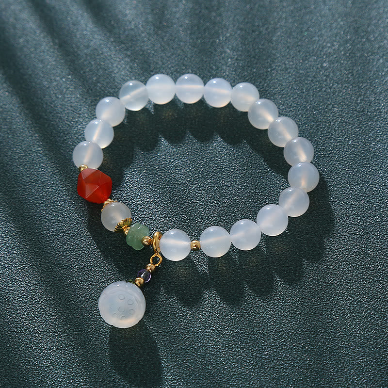 Bracelet porte-bonheur en agate blanche et agate rouge avec Buddha Stones