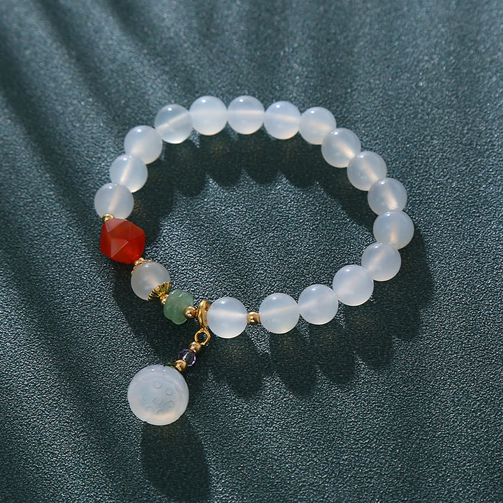 Bracelet porte-bonheur en agate blanche et agate rouge avec Buddha Stones