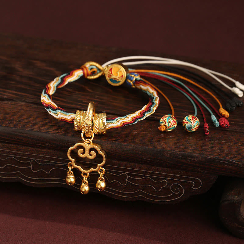 Bracelet fait main en Buddha Stones avec nœud de guérison et de réincarnation en forme de cerf de couleur Dunhuang