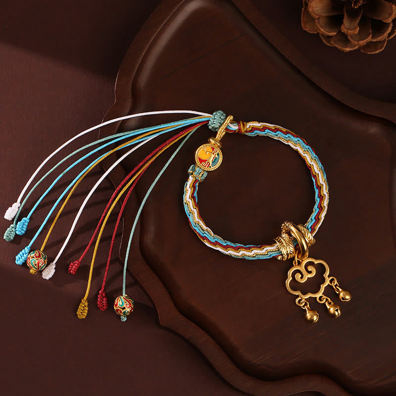 Bracelet fait main en Buddha Stones avec nœud de guérison et de réincarnation en forme de cerf de couleur Dunhuang