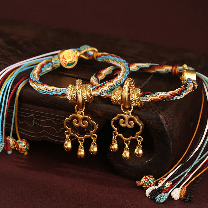 Bracelet fait main en Buddha Stones avec nœud de guérison et de réincarnation en forme de cerf de couleur Dunhuang