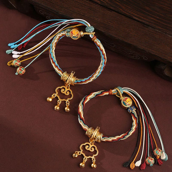 Bracelet fait main en Buddha Stones avec nœud de guérison et de réincarnation en forme de cerf de couleur Dunhuang