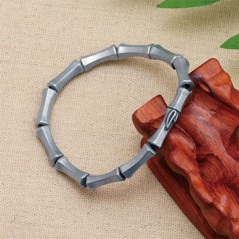 Bracelet de force en alliage à motif de bambou Buddha Stones