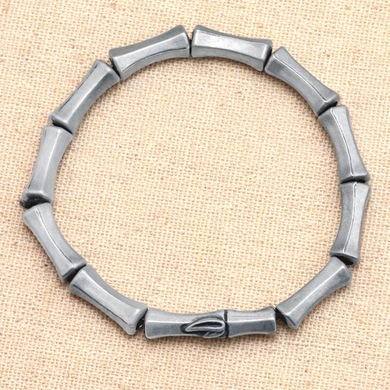 Bracelet de force en alliage à motif de bambou Buddha Stones