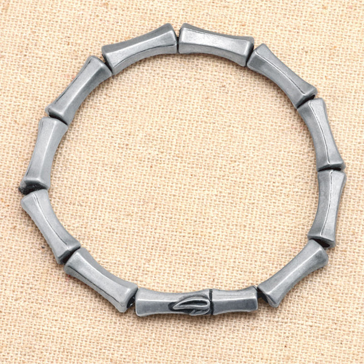 Bracelet de force en alliage à motif de bambou Buddha Stones