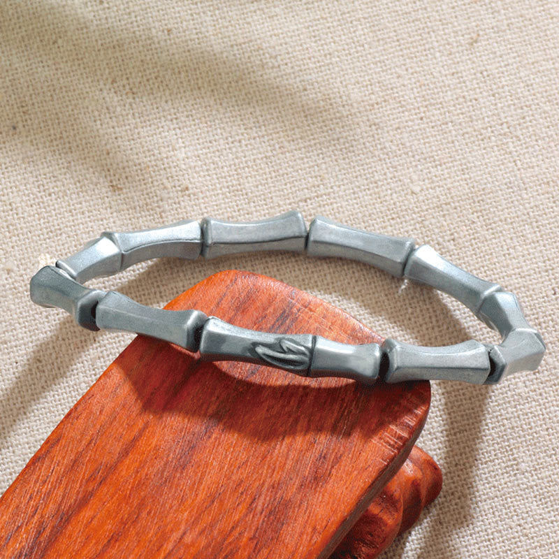 Bracelet de force en alliage à motif de bambou Buddha Stones
