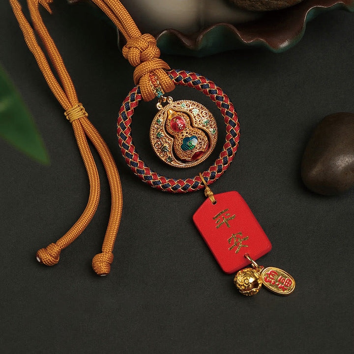 Décoration de voiture suspendue en forme de gourde en Buddha Stones , personnage Fu, sécurité et bien-être