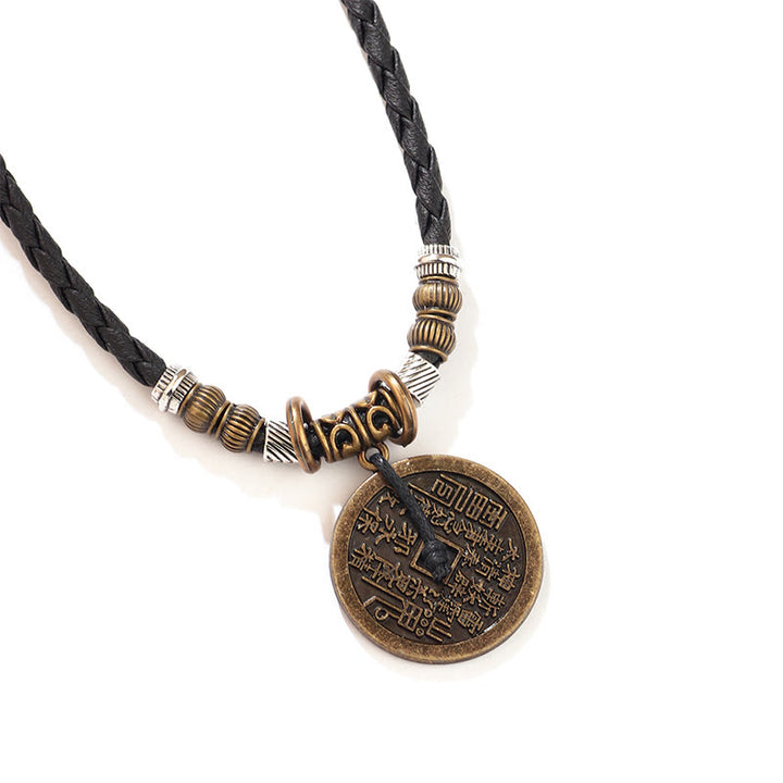 Collier pendentif en alliage de cuivre avec pendentif en forme de pièce de monnaie en alliage de cuivre de Buddha Stones Mountain Ghosts