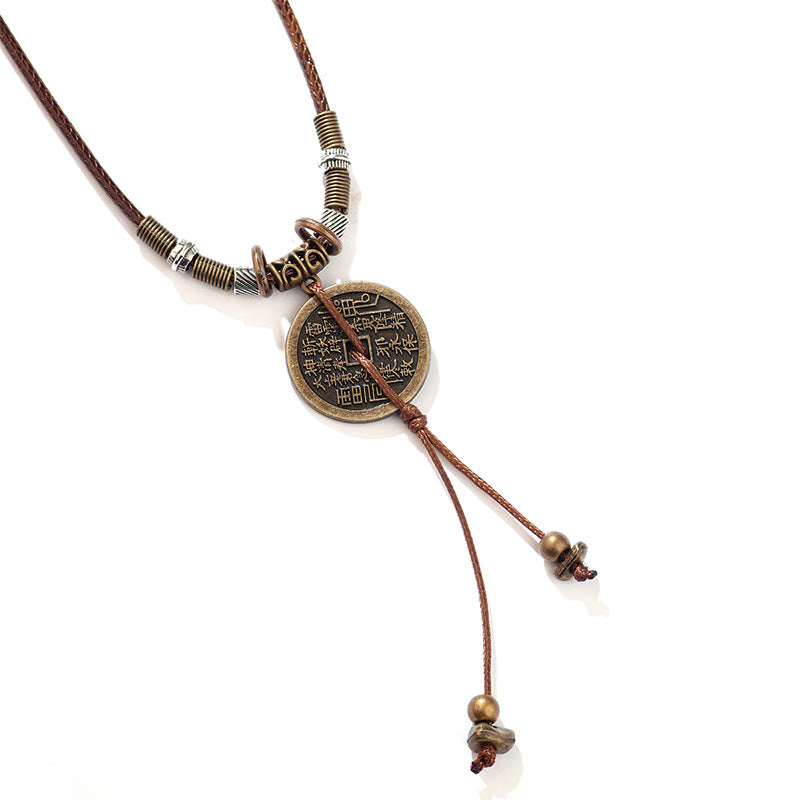 Collier pendentif en alliage de cuivre avec pendentif en forme de pièce de monnaie en alliage de cuivre de Buddha Stones Mountain Ghosts