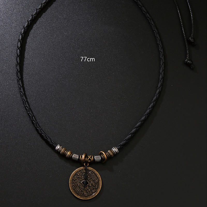 Collier pendentif en alliage de cuivre avec pendentif en forme de pièce de monnaie en alliage de cuivre de Buddha Stones Mountain Ghosts