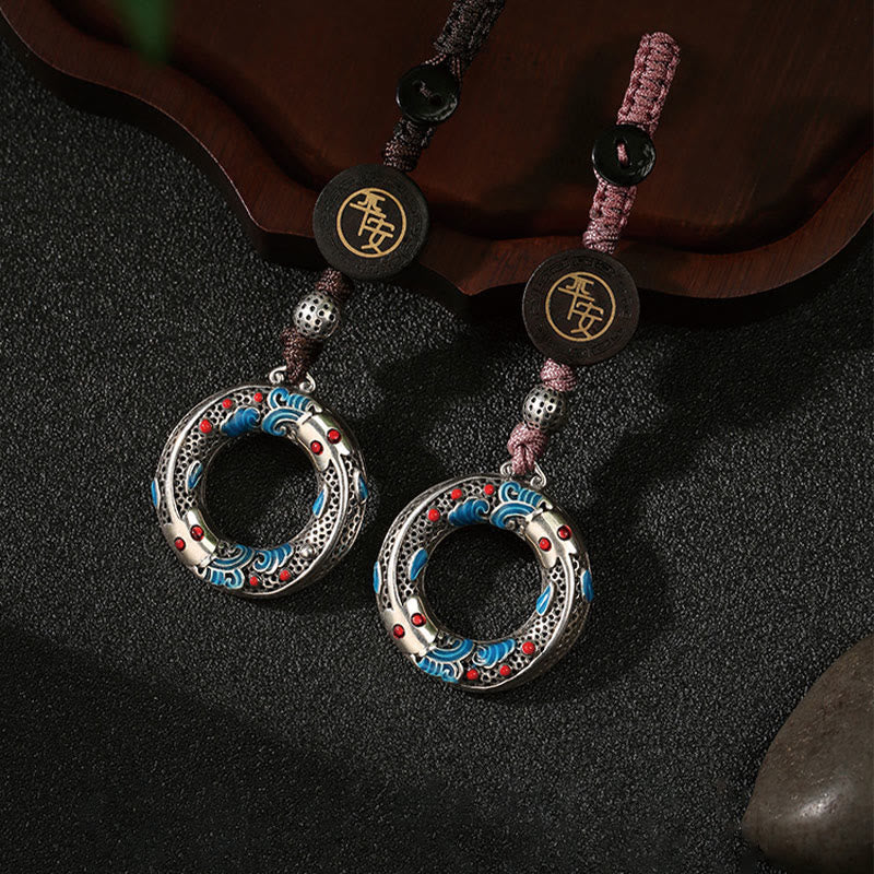 Porte-clés porte-bonheur en forme de poisson koï double Buddha Stones