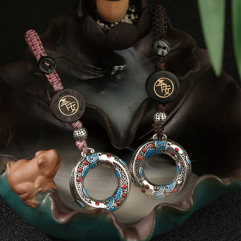 Porte-clés porte-bonheur en forme de poisson koï double Buddha Stones