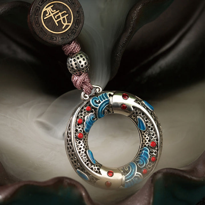 Porte-clés porte-bonheur en forme de poisson koï double Buddha Stones