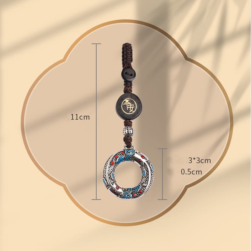 Porte-clés porte-bonheur en forme de poisson koï double Buddha Stones