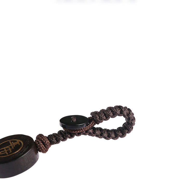 Porte-clés de protection sûr et efficace PiXiu en bois de santal rouge à petites feuilles de Buddha Stones