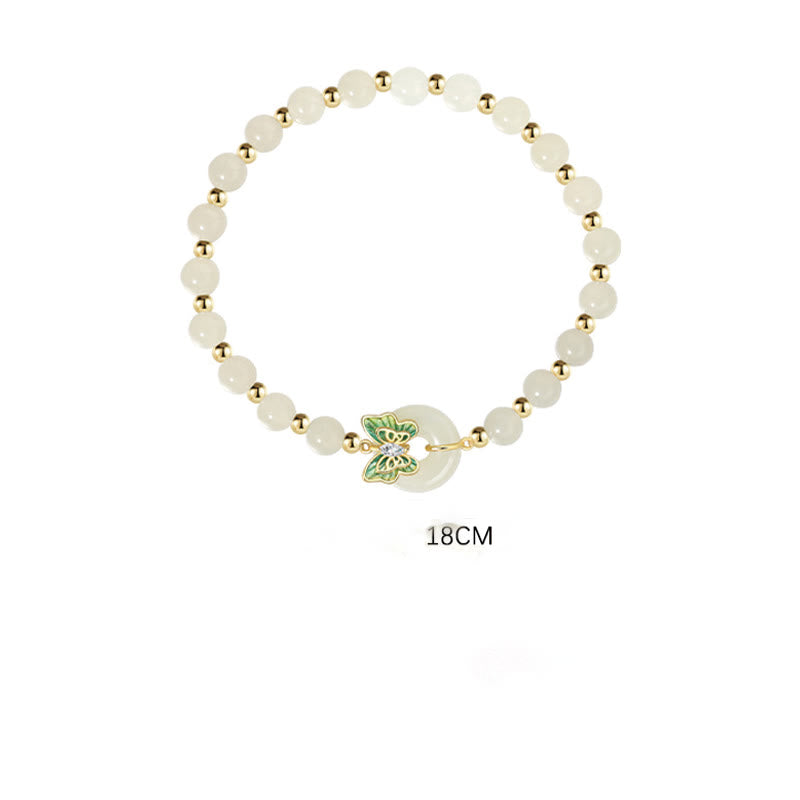 Buddha Stones pendentif porte-bonheur en argent sterling 925 avec boucle de paix en jade naturel Hetian et papillon en zircon