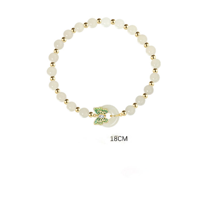 Buddha Stones pendentif porte-bonheur en argent sterling 925 avec boucle de paix en jade naturel Hetian et papillon en zircon