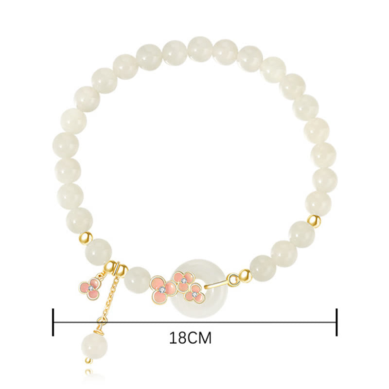Collier pendentif porte-bonheur en argent sterling 925 avec Buddha Stones en jade naturel Hetian en fleur de pêcher