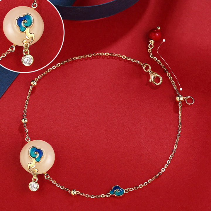 Bracelet en argent sterling 925 avec Buddha Stones et jade Hetian naturel, nuages de bon augure et abondance