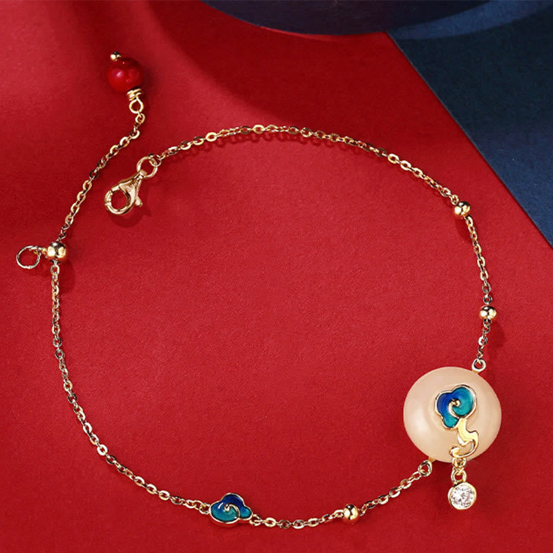 Bracelet en argent sterling 925 avec Buddha Stones et jade Hetian naturel, nuages de bon augure et abondance
