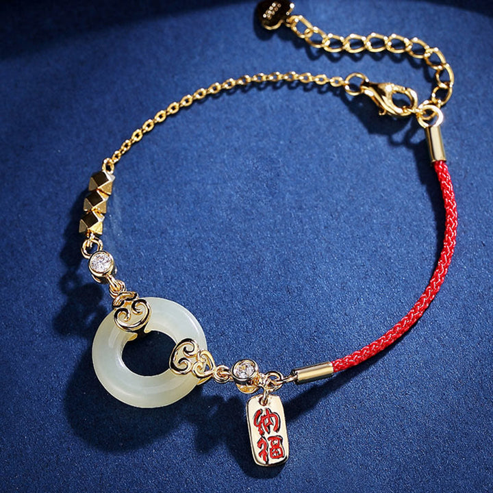 Boucles d'oreilles pendantes en argent sterling 925 avec Buddha Stones en jade naturel Hetian et boucle de paix en zircon - image 2