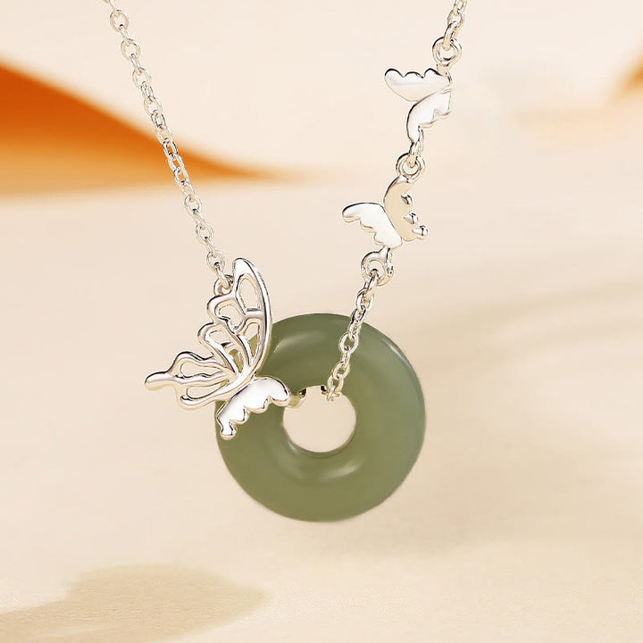 Buddha Stones en argent sterling 925, jade naturel Hetian, boucle de paix, papillon, porte-bonheur, prospérité, bracelet, pendentif