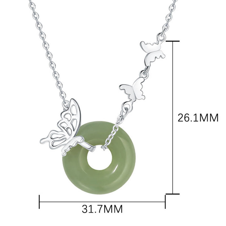 Buddha Stones en argent sterling 925, jade naturel Hetian, boucle de paix, papillon, porte-bonheur, prospérité, bracelet, pendentif