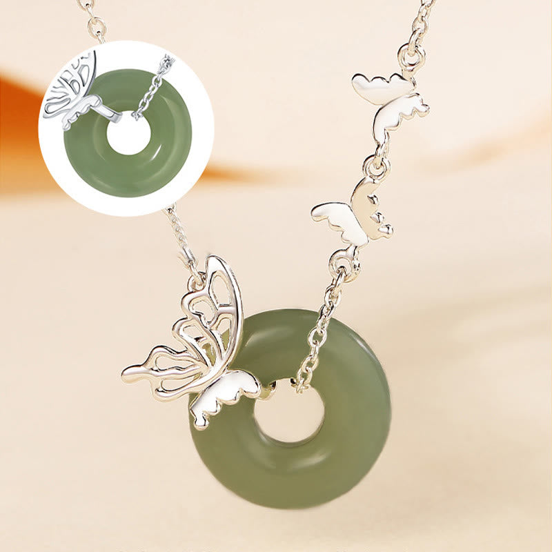 Buddha Stones en argent sterling 925, jade naturel Hetian, boucle de paix, papillon, porte-bonheur, prospérité, bracelet, pendentif