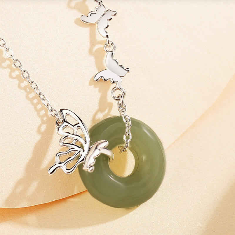 Buddha Stones en argent sterling 925, jade naturel Hetian, boucle de paix, papillon, porte-bonheur, prospérité, bracelet, pendentif