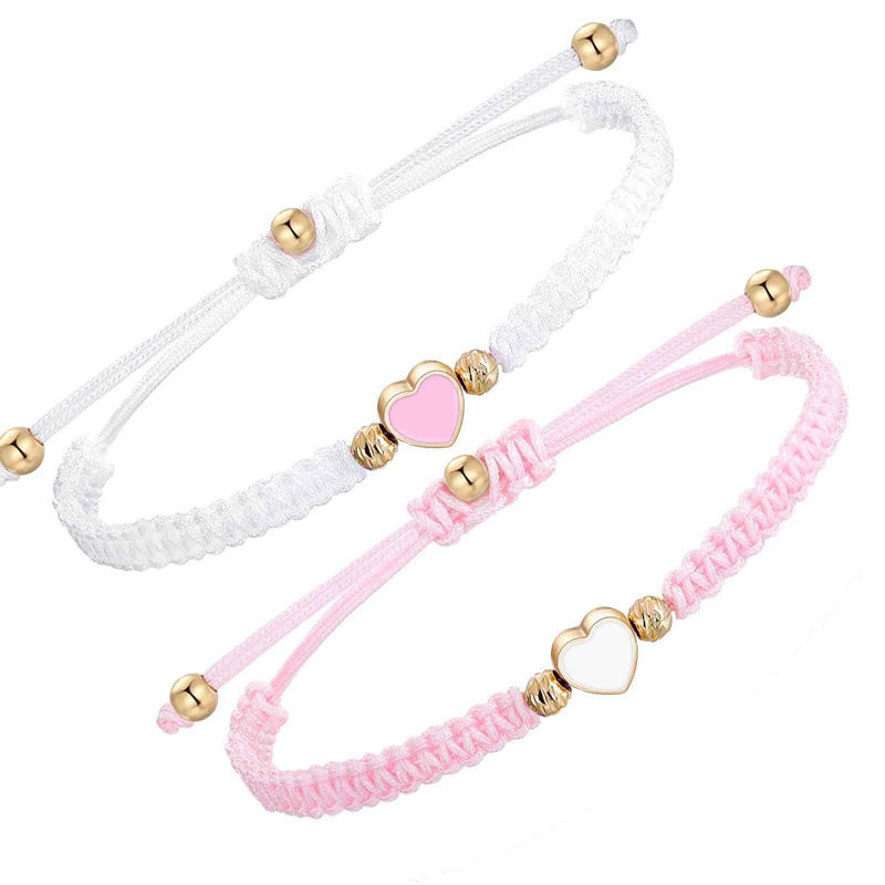 Bracelet de couple porte-bonheur en corde tressée faite à la main avec Buddha Stones, 2 pièces