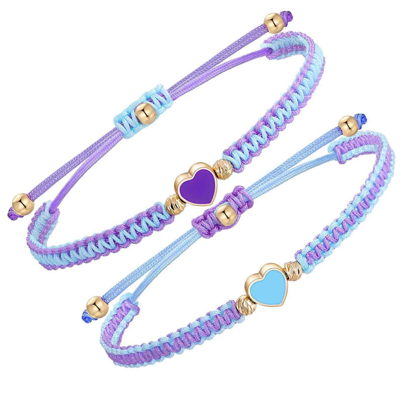 Bracelet de couple porte-bonheur en corde tressée faite à la main avec Buddha Stones, 2 pièces