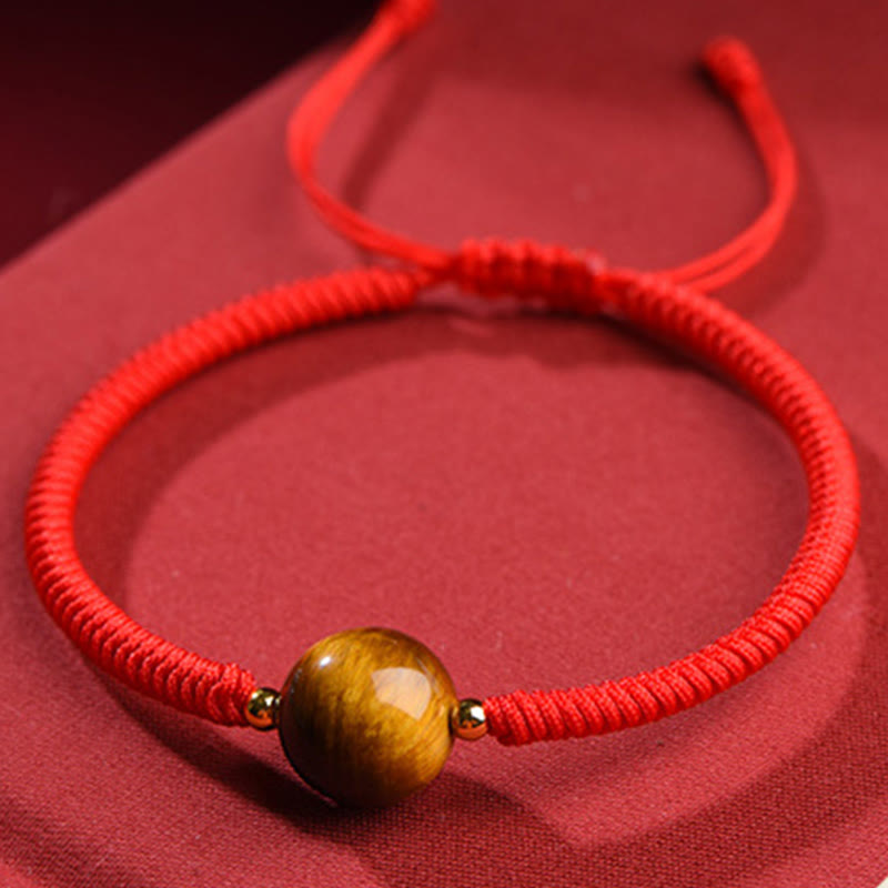 Bracelet en corde de protection porte-bonheur en perles d'œil de tigre faites à la main avec des Buddha Stones