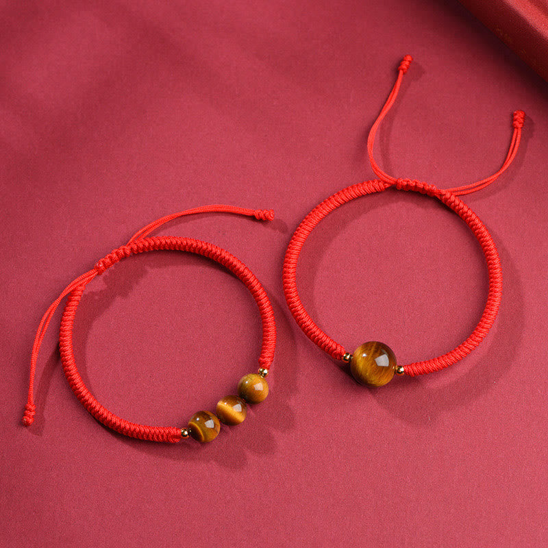 Bracelet en corde de protection porte-bonheur en perles d'œil de tigre faites à la main avec des Buddha Stones