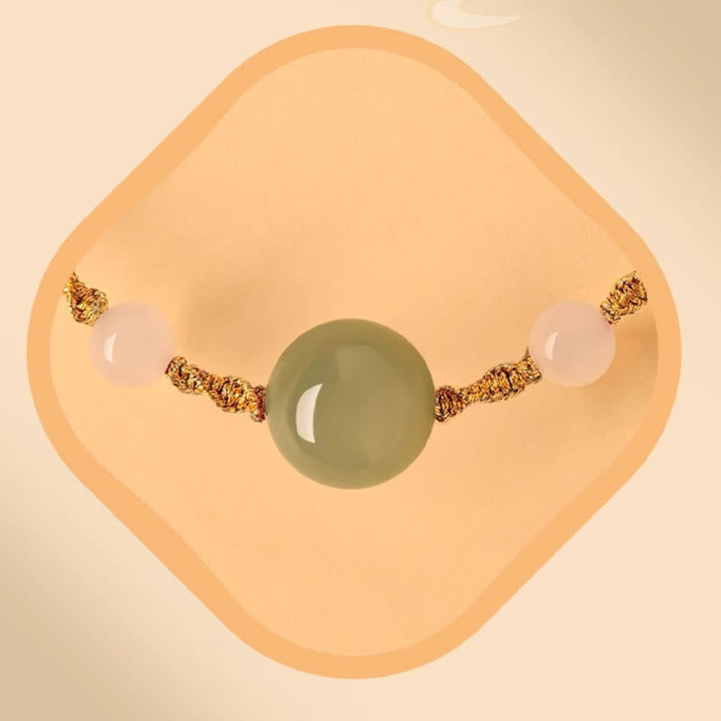 Bracelet tressé porte-bonheur en jade Hetian, onyx noir, agate rouge et pierres de Buddha Stones