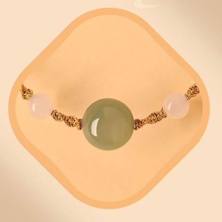 Bracelet tressé porte-bonheur en jade Hetian, onyx noir, agate rouge et pierres de Buddha Stones