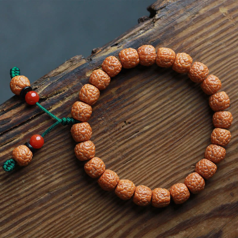 Bracelet tibétain en agate et graines de Bodhi avec Buddha Stones