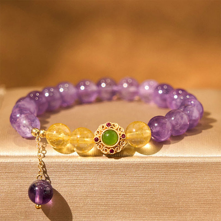 Bracelet d'équilibre de méditation en améthyste naturelle Buddha Stones