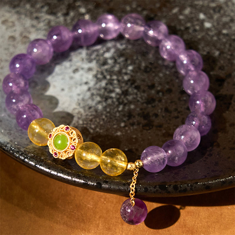 Bracelet d'équilibre de méditation en améthyste naturelle Buddha Stones