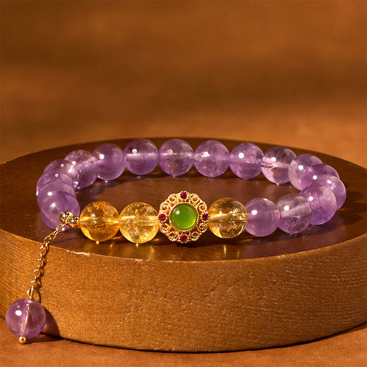 Bracelet d'équilibre de méditation en améthyste naturelle Buddha Stones