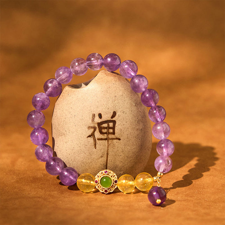 Bracelet d'équilibre de méditation en améthyste naturelle Buddha Stones