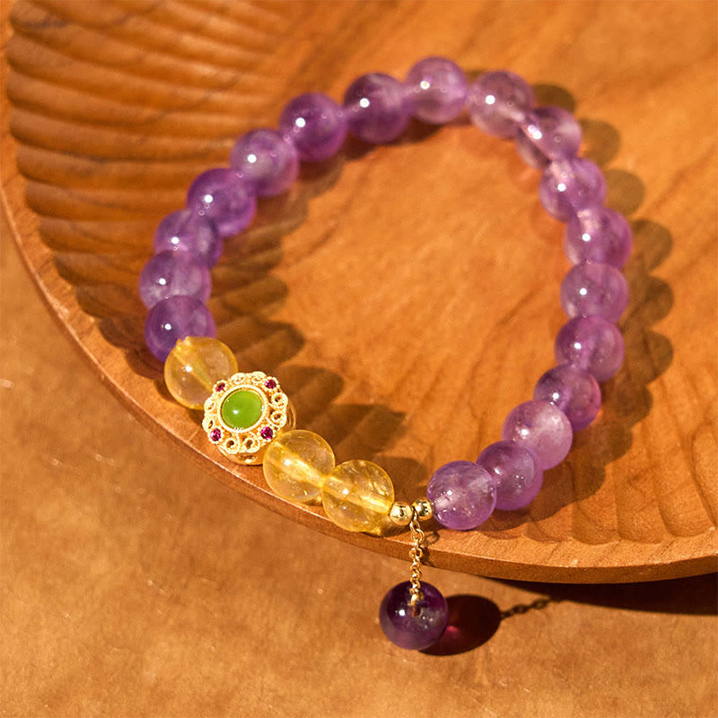 Bracelet d'équilibre de méditation en améthyste naturelle Buddha Stones