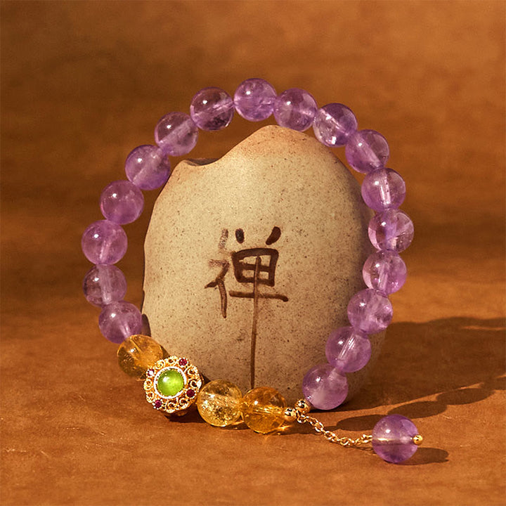 Bracelet d'équilibre de méditation en améthyste naturelle Buddha Stones